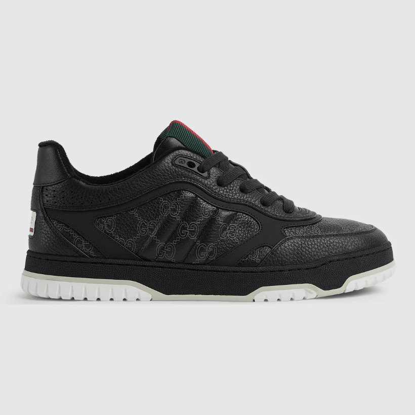 Gucci Men's  Re-Web Trainers In Black GG Leather‏ 1