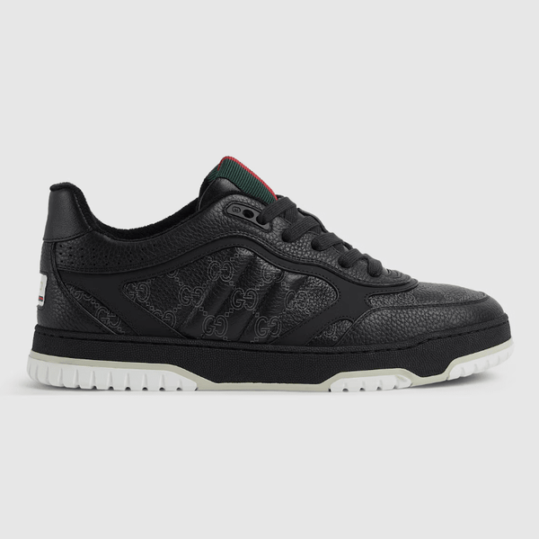 Gucci Men's  Re-Web Trainers In Black GG Leather‏
