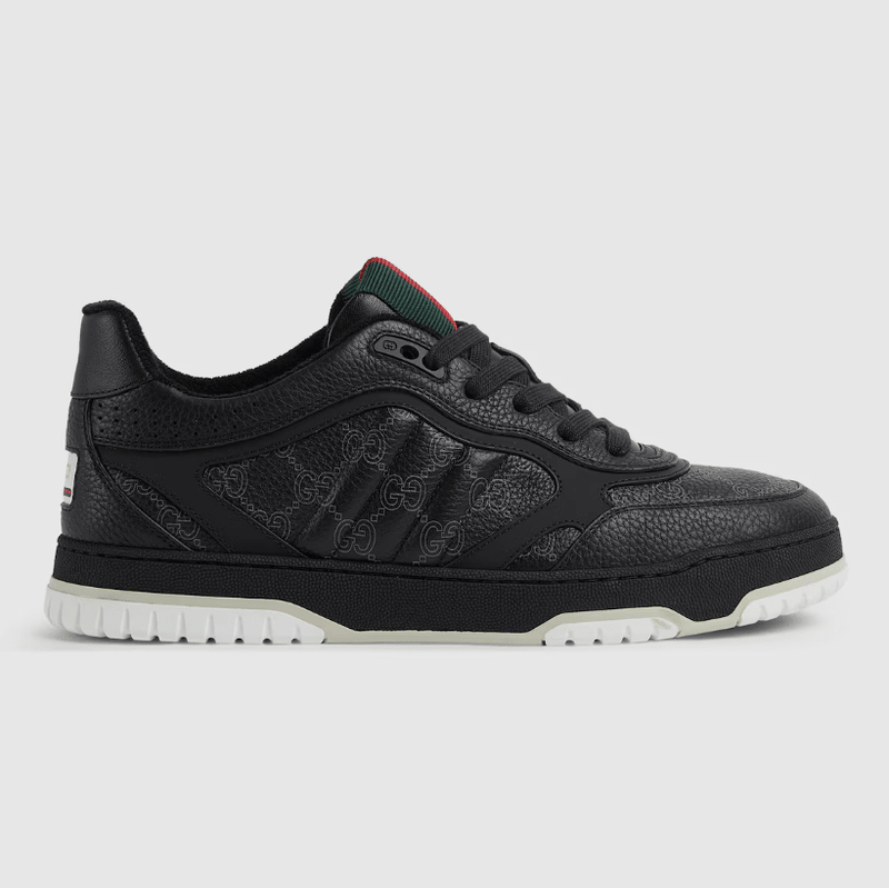 Gucci Men's  Re-Web Trainers In Black GG Leather‏