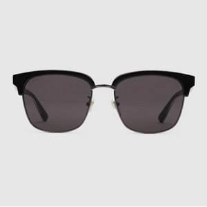 Gucci Men's Square Half-Rim Sunglasses – Black & Gold with Web Detail