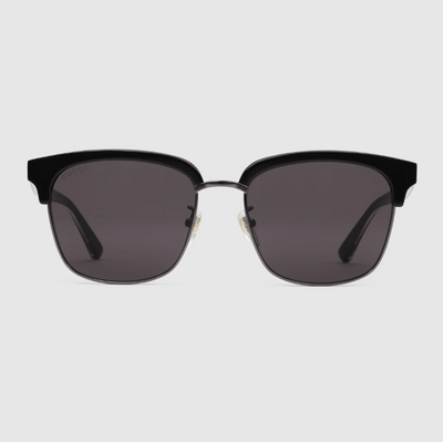 Gucci Men's Square Half-Rim Sunglasses – Black & Gold with Web Detail