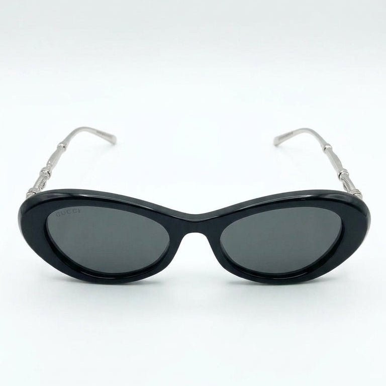 Gucci Oval Sunglasses Black & Silver 1
