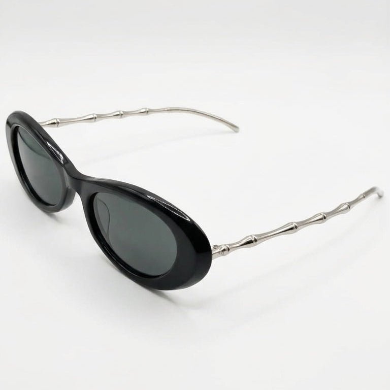 Gucci Oval Sunglasses Black & Silver 2