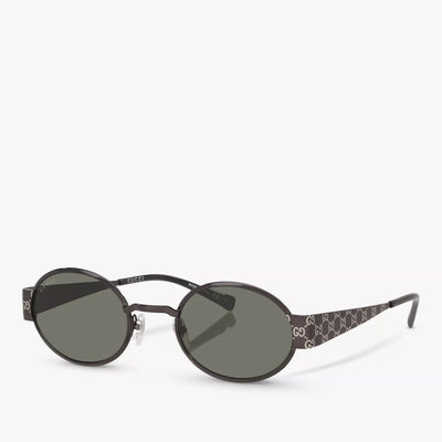 Gucci Oval Sunglasses With GG Monogram Temples