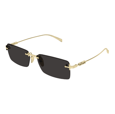 Gucci Rimless Rectangular Sunglasses With Gold Logo Temples