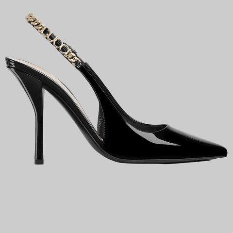 Gucci Signoria Slingback Pump In Black Leathe - BEAUTY BAR