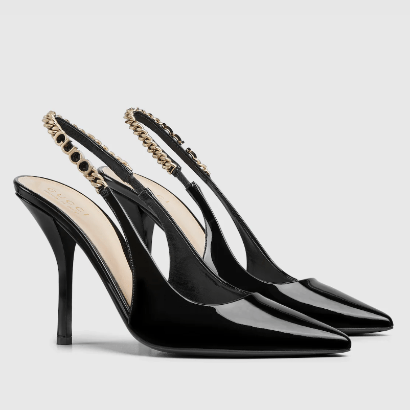 Gucci Signoria Slingback Pump In Black Leathe 1