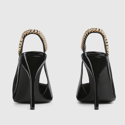 Gucci Signoria Slingback Pump In Black Leathe - BEAUTY BAR