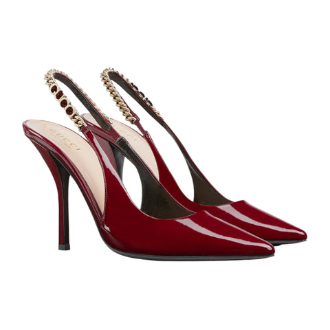 Gucci Signoria Slingback Pump In Red Leathe - BEAUTY BAR