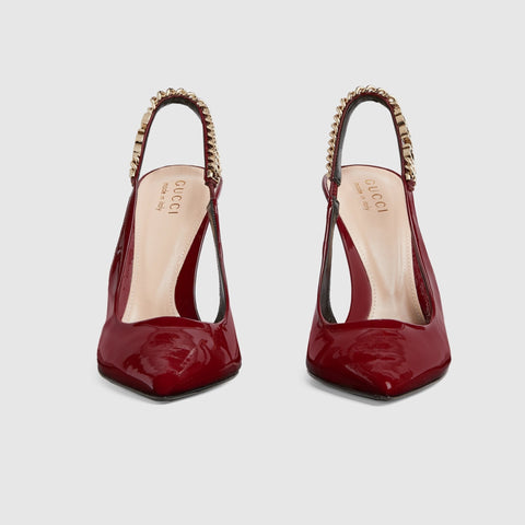 Gucci Signoria Slingback Pump In Red Leathe - BEAUTY BAR