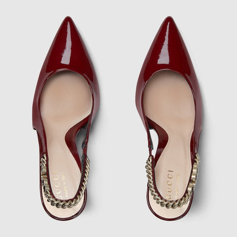 Gucci Signoria Slingback Pump In Red Leathe - BEAUTY BAR