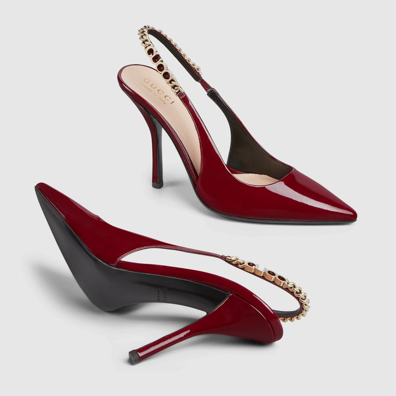 Gucci Signoria Slingback Pump In Red Leathe 4