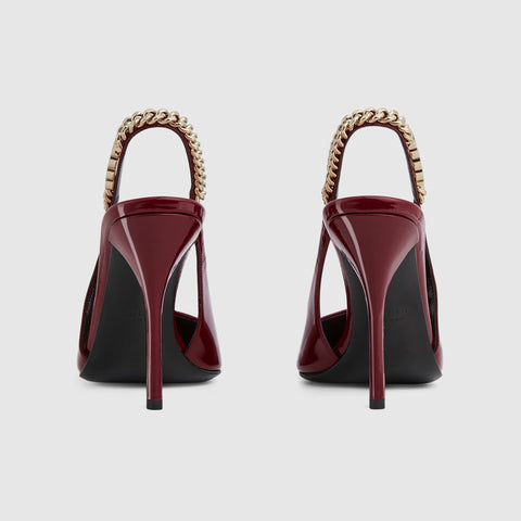 Gucci Signoria Slingback Pump In Red Leathe - BEAUTY BAR