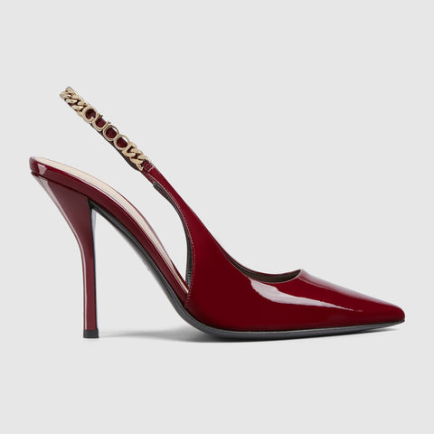 Gucci Signoria Slingback Pump In Red Leathe - BEAUTY BAR