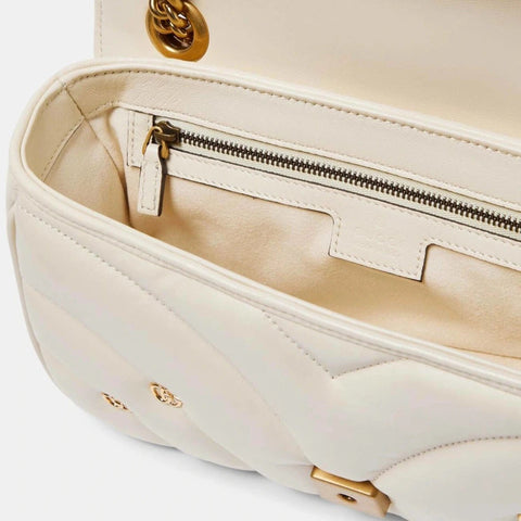 Gucci Small GG Marmont 2.0 Shoulder White Bag - BEAUTY BAR