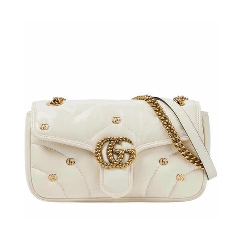 Gucci Small GG Marmont 2.0 Shoulder White Bag - BEAUTY BAR