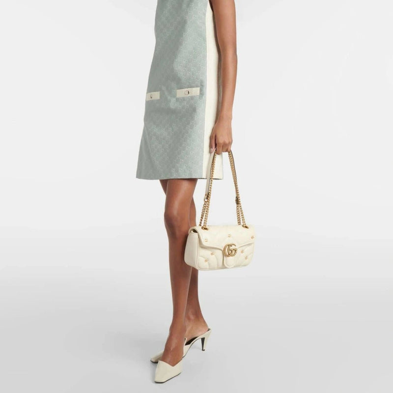 Gucci Small GG Marmont 2.0 Shoulder White Bag 6