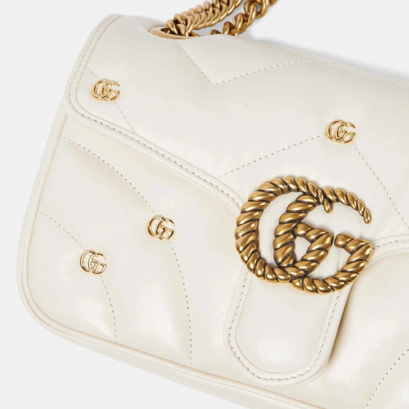 Gucci Small GG Marmont 2.0 Shoulder White Bag 4