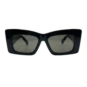 Gucci Sunglasses In Black Rectangular Frame And The Iconic Silver-Tone Double G Logo On The Temples