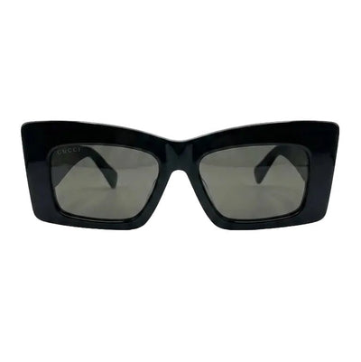 Gucci Sunglasses In Black Rectangular Frame And The Iconic Silver-Tone Double G Logo On The Temples