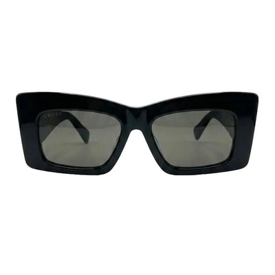 Gucci Sunglasses In Black Rectangular Frame And The Iconic Silver-Tone Double G Logo On The Temples