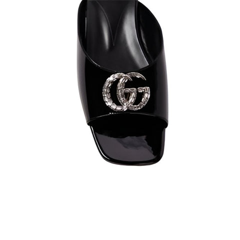 Gucci Women's Black Patent Leather Flat Slipper - BEAUTY BAR