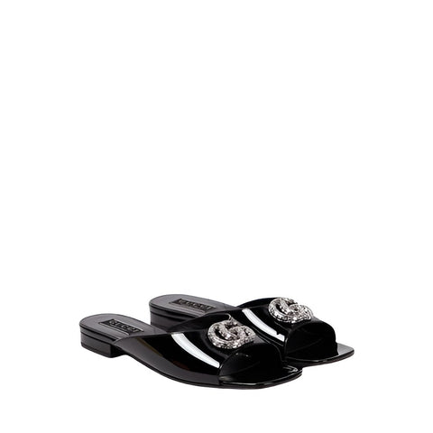 Gucci Women's Black Patent Leather Flat Slipper - BEAUTY BAR