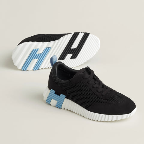 Hermès Bouncing Sneaker All Black With Blue H - BEAUTY BAR