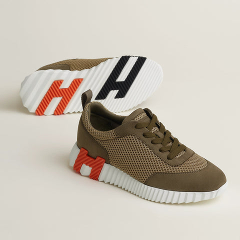 Hermès Bouncing Sneaker – All - Brown With Orange “H" - BEAUTY BAR
