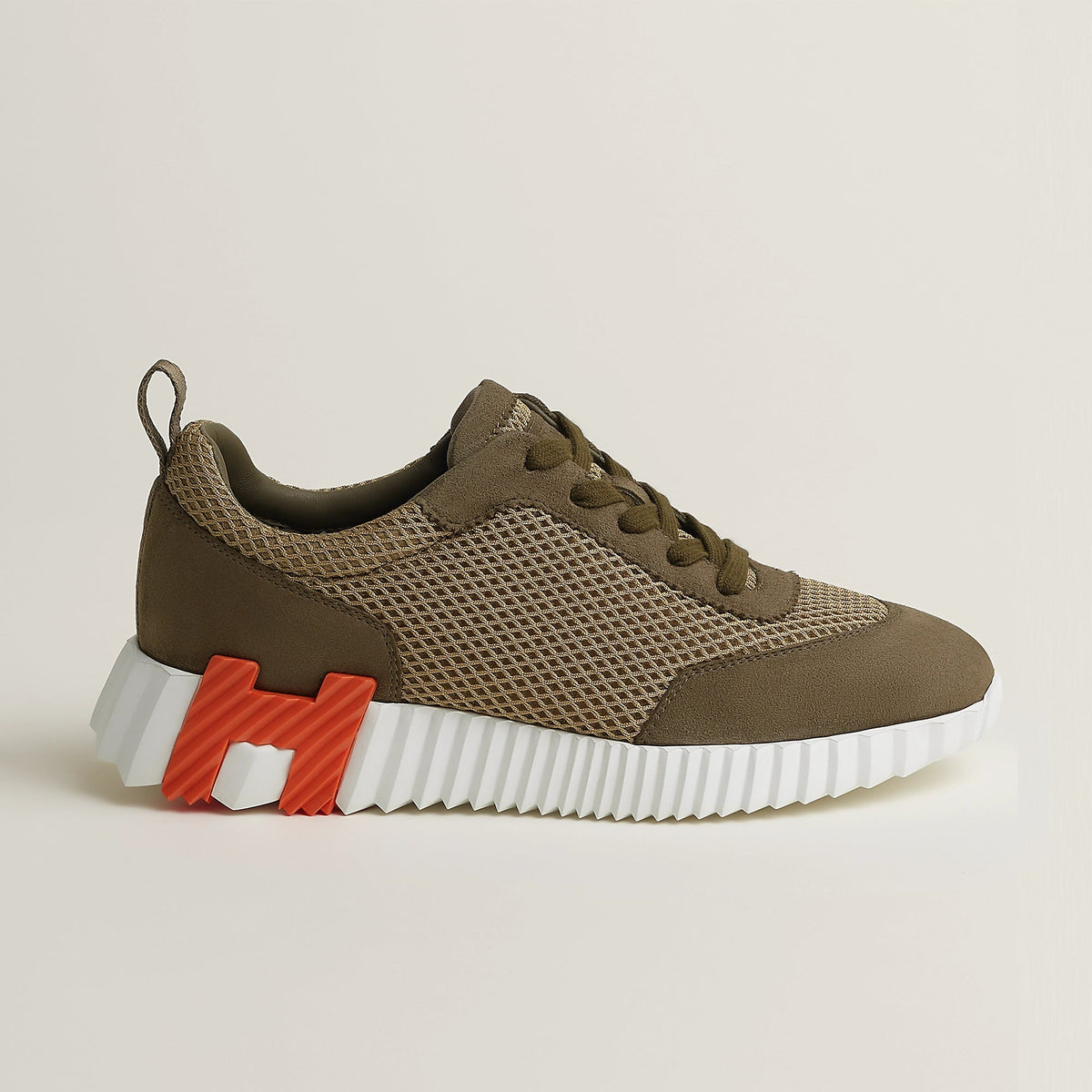 Hermès Bouncing Sneaker – All-Brown With Orange “H" 1