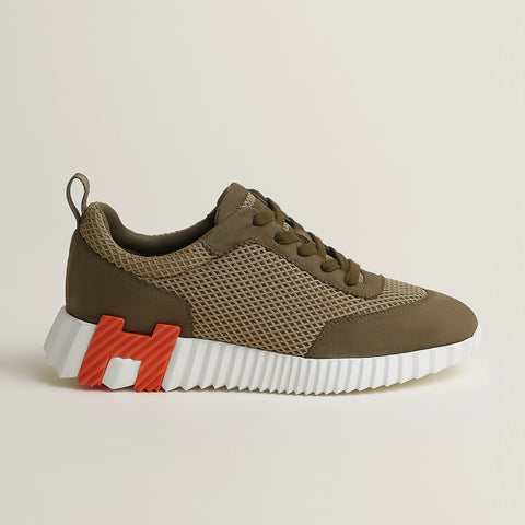 Hermès Bouncing Sneaker – All - Brown With Orange “H" - BEAUTY BAR