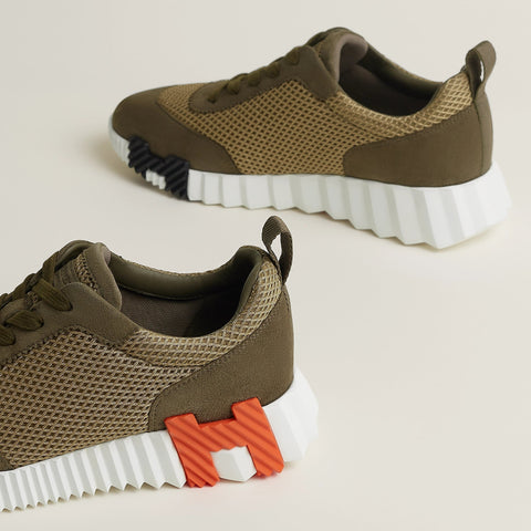 Hermès Bouncing Sneaker – All - Brown With Orange “H" - BEAUTY BAR