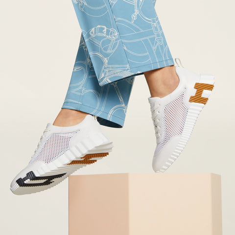 Hermès Bouncing Sneaker All - White With Orange H - BEAUTY BAR