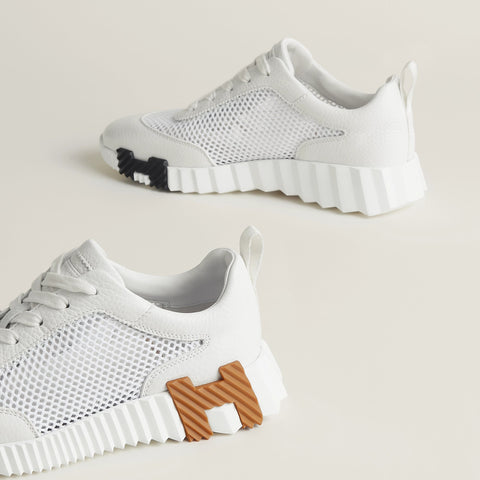 Hermès Bouncing Sneaker All - White With Orange H - BEAUTY BAR