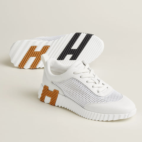 Hermès Bouncing Sneaker All - White With Orange H - BEAUTY BAR