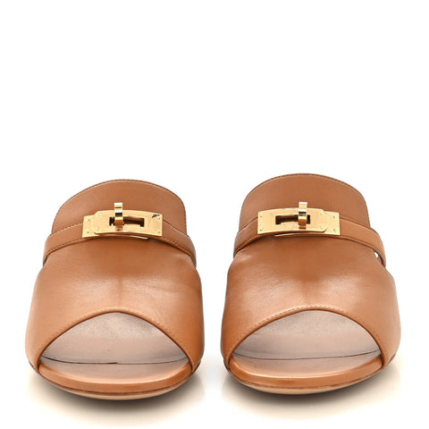 Hermes Calfskin Gigi 50 Sandals 38 Naturel - BEAUTY BAR