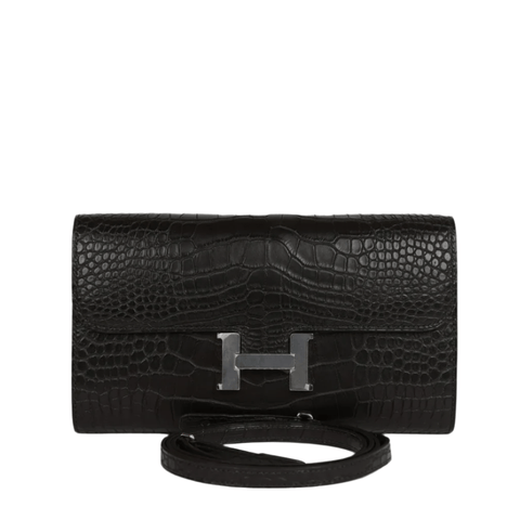 Hermès Constance Wallet To Go Black Matte Alligator Palladium Hardware - BEAUTY BAR