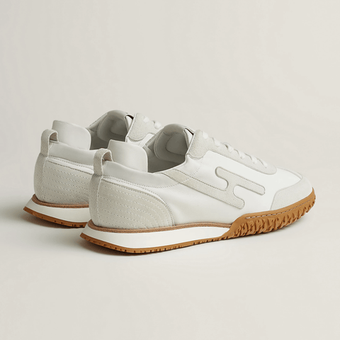 Hermès  Jet Sneaker White With Gray H Detail - BEAUTY BAR