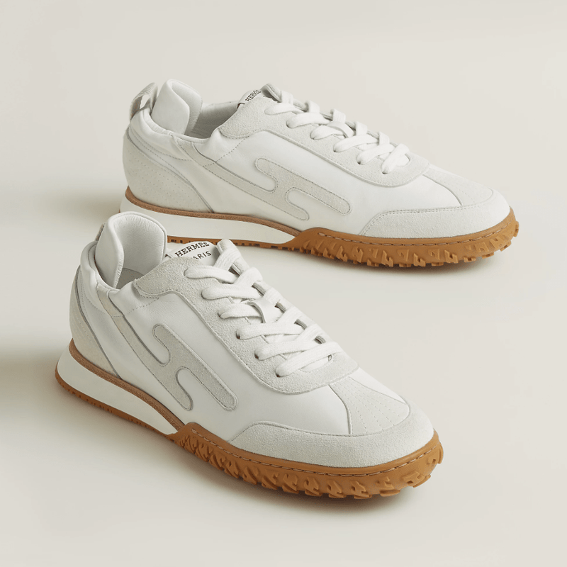 Hermès  Jet Sneaker White With Gray H Detail 2