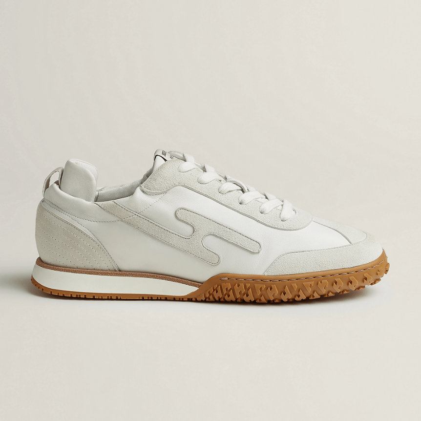 Hermès  Jet Sneaker White With Gray H Detail 1