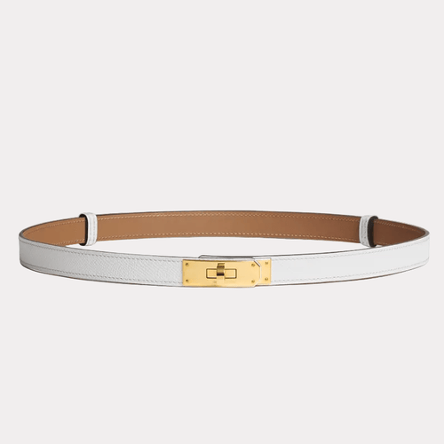 Hermes Kelly 18 White Belt - BEAUTY BAR