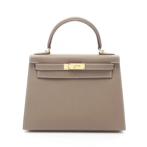 Hermès Kelly Handbag B Outside Stitched Epsom Leather Etoupe - BEAUTY BAR