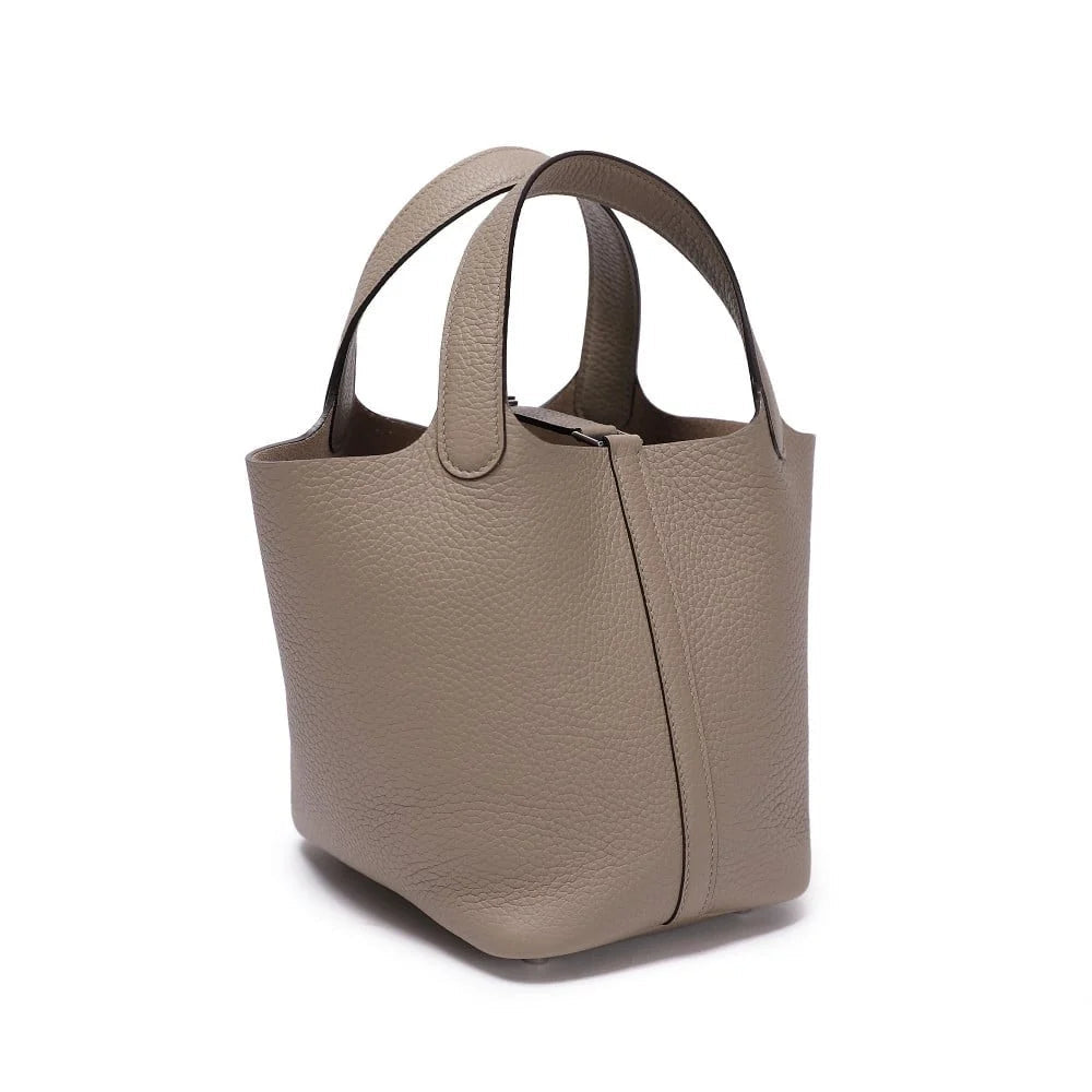Hermès Lock 18 Taurillon Clemence Etoupe With Gold Hardware Bag 2
