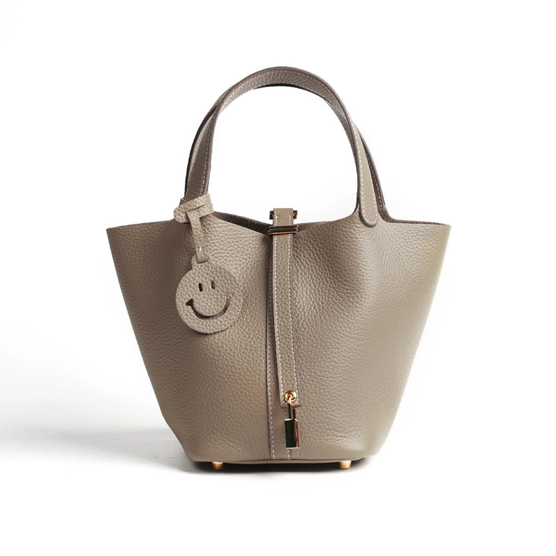 Hermès Lock 18 Taurillon Clemence Etoupe With Gold Hardware Bag