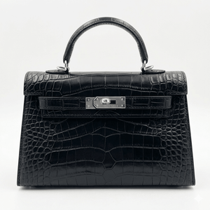 Hermès Mini Kelly 20 – Black Shiny Crocodile With Palladium Hardware
