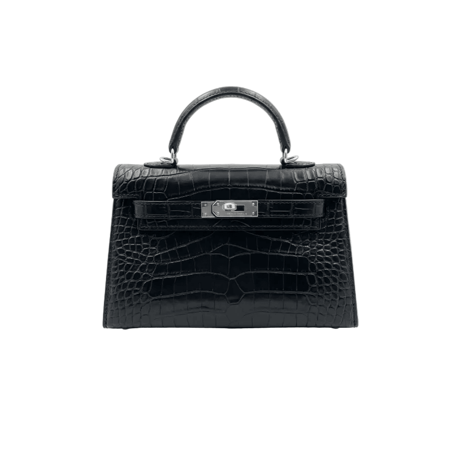 Hermès Mini Kelly 20 – Black Shiny Crocodile With Palladium Hardware 1