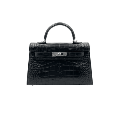 Hermès Mini Kelly 20 – Black Shiny Crocodile With Palladium Hardware