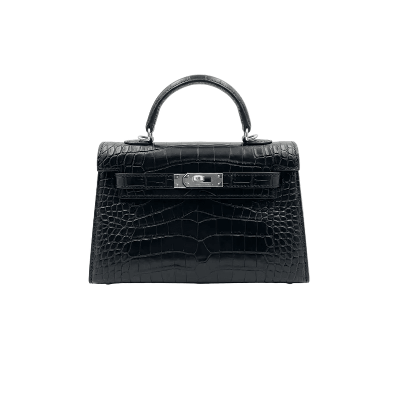 Hermès Mini Kelly 20 – Black Shiny Crocodile With Palladium Hardware