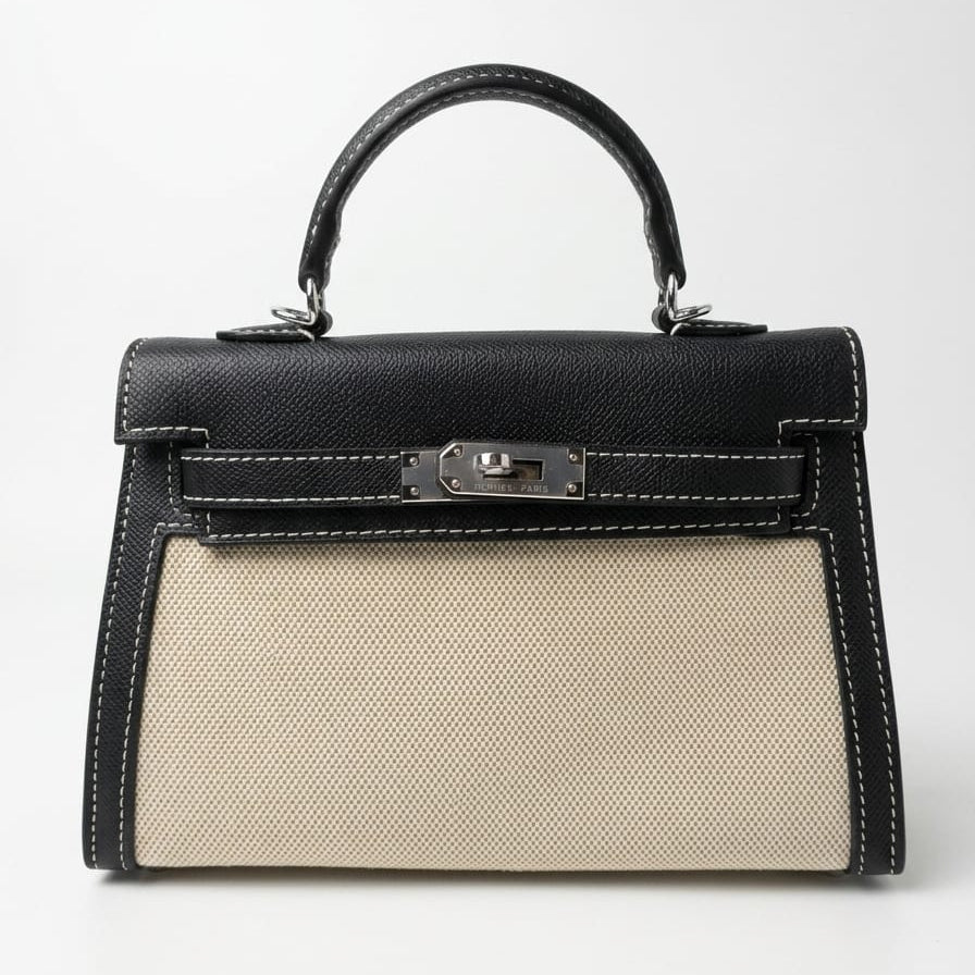 Hermès Mini Kelly 25 Sellier - Black Epsom & Toile Canvas 3