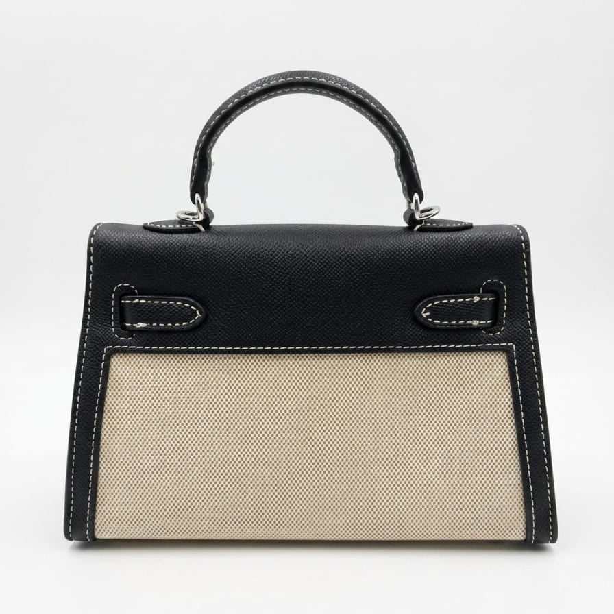 Hermès Mini Kelly 25 Sellier - Black Epsom & Toile Canvas 2
